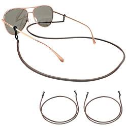 GERNEO® – München – Premium Leder Brillenband & Brillenkordel – Doppelpack in braun und schwarz Halterungen – Glattlederoptik Unisex PU Brillenkordel für Lesebrille & Sonnenbrille von GERNEO