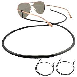 GERNEO® – München – Premium Leder Brillenband & Brillenkordel – Doppelpack in schwarz und schwarz Halterungen – Glattlederoptik Unisex PU Brillenkordel für Lesebrille & Sonnenbrille von GERNEO