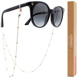 GERNEO® – Tulum – Premium Brillenkette & Brillenband in diversen Farben – aus 18 Karat Gold oder 925er Silber – Kette Kugel Kombi Rosegold – Unisex für Lesebrille & Sonnenbrille von GERNEO