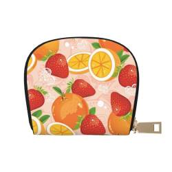 GERRIT RFID-Kreditkartenetui, Erdbeere, klein, Leder, Reißverschluss, Kartenetui für Damen und Herren, Erdbeer-Orangenfrucht, Einheitsgröße von GERRIT