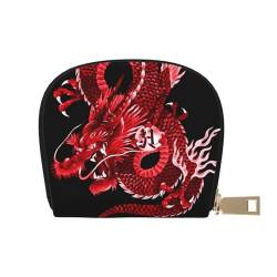 GERRIT RFID-Kreditkartenetui Chinesischer Drache, klein, Leder, Reißverschluss, Kartenetui für Damen und Herren, Chinesischer roter Drache, Einheitsgröße von GERRIT