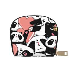 GERRIT RFID-Kreditkartenetui mit Panda-Motiv, klein, Leder, Reißverschluss, Kartenetui für Damen und Herren, Panda Hold Heart Gift, Einheitsgröße von GERRIT