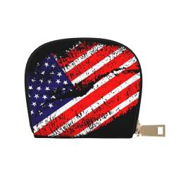 GERRIT RFID-Kreditkartenetui mit amerikanischer Flagge, Sternenmuster, klein, Leder, Reißverschluss, Kartenetui für Damen und Herren, Amerikanische Flagge Kiss, Einheitsgröße von GERRIT