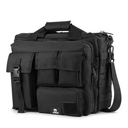 GES Multifunktion Herren Militärische Taktische Nylon Schulter Laptop Messenger Bag Aktentasche Handtaschen Laptop Tasche Schultasche Große Genug für 15.6"Laptop/Kamera (Schwarz) von GES