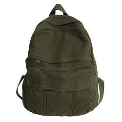 GETERUUV Canvas Backpack Aesthetic Laptop Backpack Vintage Green Backpack for Women Men Lightweight Travel Daypack, A01-grün, Daypack Rucksäcke von GETERUUV