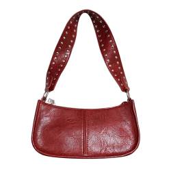 GETERUUV Rote Umhängetasche Y2k Geldbörse für Damen, trendige Lederhandtasche, 90er-Jahre-Stil, Clutch-Geldbörse mit Tragegriff oben, Retro, Crossbody-Tasche, A1-rot, Small von GETERUUV
