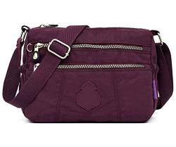 GFM® Damen Kleine Größe Wasserdichte Nylon Crossbody Umhängetasche - Reisen, Urlaub, Freizeitgebrauch (NCB-6), S1-1217-ghjmn-purple, Small von GFM