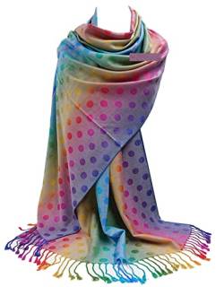 GFM® Damen Regenbogenfarben Schal im Pashmina-Stil - Polka Dot - Grau Mehrfarbig - (NPolkapash-BH) von GFM