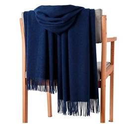 GFM® Damen Schal mit Kaschmir-Haptik im Pashmina-Stil für Herbst und Winter, Kaschmir-Mischgewebe, Marineblau, Ghnl, 42 von GFM