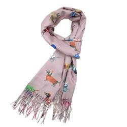 GFM® Kaschmir Textur Dackel Hunde Schal Schal für Herbst Winter (DGSHL-A), DG-41-pink, 42 von GFM