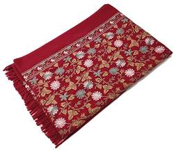 GFM® Pashmina-Schal, bestickt, Kaschmir-Textur, Wolle, Herbst/Winter-1-Dunkelrot-(EMBSHL-3-GHLL) von GFM