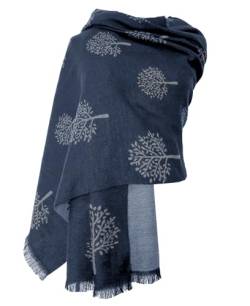 GFM® Schal oder Schal mit Maulbeer-Motiv, Mbshl-ghnl-shawl Navy Blue Grey, 42 von GFM