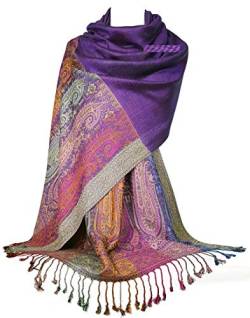 GFM Pashmina-Schal mit Blumenmuster und Paisley-Muster S11-9331-jmn-purple von GFM