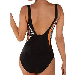 GFPGNDFHG Damen Sport Badeanzug Racerback Schwarz Sport Bademode Body Damen Mit Blumen Tankini Damen Push Up Bade Tankini Oberteil Strandmode High Waist Bauchweg Bademode Beachwear von GFPGNDFHG