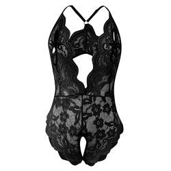 GFPGNDFHG lendenkissen Sex sexy Dessous große größen Pyjama Set Damen Dessous Ganzen Body Frauen Sexy Lace Mesh Blumenstickerei Kette verbunden Strumpfband Teddy Bodysuit mit Beinring Dessous von GFPGNDFHG