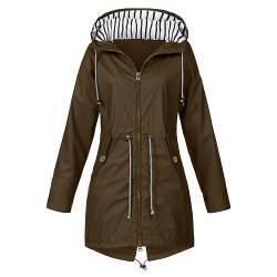 Regenjacke Damen Wasserdicht, Wasserdichter Regenmantel für Damen, Regenjacke mit Kapuze, leichter langer Regenmantel, Windjacke, Trenchcoat Regenjacke Damen Wasserdicht Matrosin KostüM Damen von GFPGNDFHG