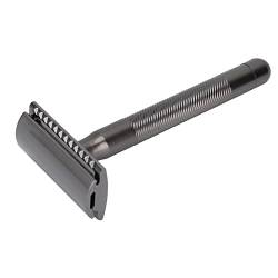 Double Edge Safety Razor Men Home Salon Tragbarer Zinklegierungs-Messinggriff-Rasierrasierer-Geburtstag, für Hauptgeschenk(Schwarz) von GFRGFH