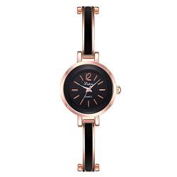 GFRGFH 6 Farben Fashion Alloy Strap Round Dial Watch Damen Casual Quarzuhr für Frauen und Mädchen(Roségold Schwarz) von GFRGFH