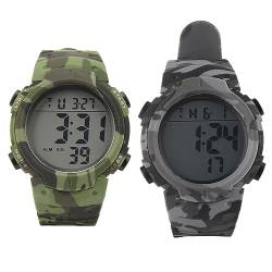 GFRGFH Männer Sport Uhr Digital Display Männer Sport Elektronische Uhr wasserdichte Multifunktions Outdoor Nacht Licht Sporting Uhr(Grün) von GFRGFH