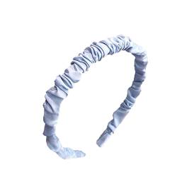 Gerüschtes Haarband, Satin, plissiert, Stirnbänder, gekräuseltes Haarband, modischer Haarschmuck, für Frauen und Mädchen(2 # Cremeblau) von GFRGFH