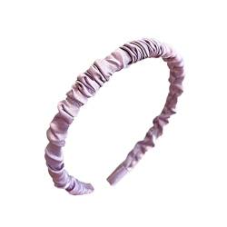 Gerüschtes Haarband, Satin, plissiert, Stirnbänder, gekräuseltes Haarband, modischer Haarschmuck, für Frauen und Mädchen(6 # Wasserbrotwurzel lila) von GFRGFH