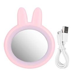 Tragbarer USB-Lade-LED-Schminkspiegel, niedliches Fülllicht, kosmetisches Werkzeug, für Zuhause, Geschenk(Rosa) von GFRGFH