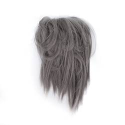 Unordentliches Brötchen-Haarteil, zerzauste Hochsteckfrisur, gewellte Wickel-Pferdeschwanz-Haarteile, für Frauen und Mädchen(Q17-Dimgrau #) von GFRGFH