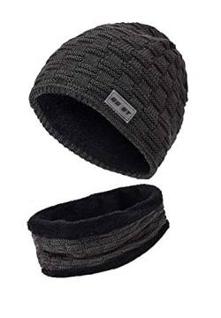 GG ST Kinder Wintermütze Beanie Hut mit Schal Set Strickmütze Slouchy Warme Knit Skull Cap von GG ST