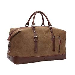 RHAIYAN Herren-Reisetaschen aus Segeltuch, Übernachtungs-Reisetaschen, Freizeit-Handtaschen, Umhängetaschen, großes Fassungsvermögen, Gepäck, Wild Bag 4573 (Color : Coffee Large) von GGZONE