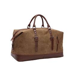 RHAIYAN Herren-Reisetaschen aus Segeltuch, Übernachtungs-Reisetaschen, Freizeit-Handtaschen, Umhängetaschen, großes Fassungsvermögen, Gepäck, Wild Bag 4573 (Color : Coffee medium) von GGZONE