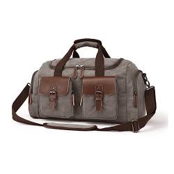 RHAIYAN Leinwand Leder Männer Reisetasche Europäischen Stil Reisetaschen Handtasche Hohe Kapazität Schulter Tasche Reise Umhängetasche Gepäck (Color : Grigio) von GGZONE