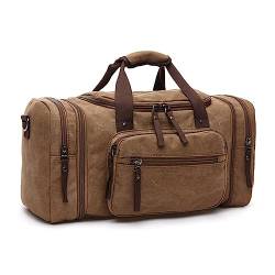 RHAIYAN Leinwand Reisetaschen Große Kapazität Handgepäck Taschen Männer Seesack Reise Tote Wochenende Tasche Dropshipping (Color : Coffee Brown) von GGZONE