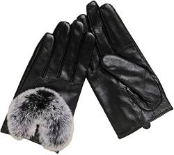 GHCXY Unisex-Erwachsene Fäustlinge Damen Touchscreen Leder Handschuhe Warm Einfach Fahren Glamouröse Handschuhe Herbst und Winter Lederhandschuhe Schwarz M von GHCXY