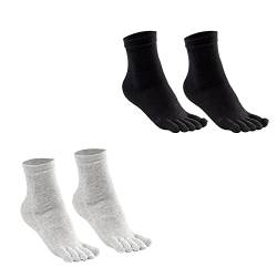 Fingersocken kurze Socken für Damen, Orthopädische Socken mit getrennten Fingern, atmungsaktive Fünf-Finger-Socken für Damen, geeignet für Laufen, Yoga, Pilates, Schwarz + Grau von GHEART