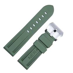 GHFHSG Fluorkautschuk 22 mm 24 mm Uhrenarmband Silikon Uhrenarmband für Panerai Uhrenarmband (Farbe: grüne Sil-Schnalle, Größe: 22 mm) von GHFHSG