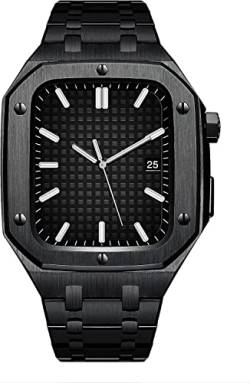 GHFHSG Luxuriöses Edelstahl-Metall-Uhrengehäuse und -Armband, Mod-Kit, für Apple Watch Serie 8, 7, 6, SE, 5, 4, Stahl-Uhrenarmband-Lünette, für iWatch 44 mm / 45 mm, DIY Royal Oak Retrofit, 44MM, von GHFHSG