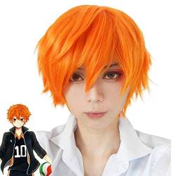 GHK Anime Haikyuu Hinata Shoyo Cosplay Perücke kurze orange Kostüm Spielen Perücken Für Männer Frauen Halloween Kostüm Haar von GHK