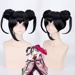 GHK Anime Nico Yazawa Liebe Live Cosplay Perücke Mit Brötchen Hitzebeständige Synthetische Haar Schwarze Perücken Für Frauen Hochtemperaturfaser von GHK