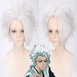 GHK BLEACH Hitsugaya Toushirou Männer Kurze Silber Weiß Cosplay Perücke Synthetische Puffy Haar Für Halloween Anime Kostüm von GHK