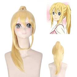 GHK Ihre Lüge im April Miyazono Kaori Golden Blonde Clip Pferdeschwanz Kunsthaar Cosplay Perücke Für Halloween Party von GHK