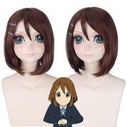 GHK KON Hirasawa Yui Braun Cosplay Perücke Kurze Bob Perücken Für Frauen Hitzebeständige Synthetische Gerade Anime Haar 14 zoll von GHK