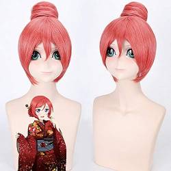 GHK Liebe Live Maki Nishikino Gerade Kurze Anime Perücke Cosplay Hitzebeständige Synthetische Wassermelone Rote Frauen Perücken Mit Brötchen 30 cm von GHK