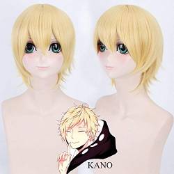 GHK Projekt Kano Shuuya Golden Blonde Herren Perücke Cosplay Anime Gerade Hitzebeständige Kunsthaarperücken Für Halloween Karneval 30 cm von GHK