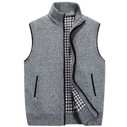 GHKWXUE Herren Strickweste Zwei Einschubtaschen Ärmellos Cardigan Herren Herbst Winter Pullunder Strichweste Für alle Gelegenheiten geeignet（hellgrau）, M-L von GHKWXUE