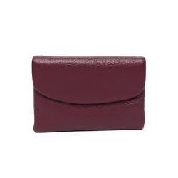 GHQYP Retro Echtes Leder-Geldbörse für Damen, Kurze, Klassische, dreifach gefaltete Brieftaschen, einfache Klappe mit Schnappverschluss, Rindsleder-Kartenhalter-Kupplung von GHQYP