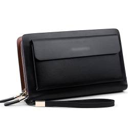 GHQYP Retro Hochwertige Herren-Clutch, Mode-Clutch-Brieftasche mit großer Kapazität, Luxus-Herren-Designer-Geldbörsen-Organizer-Brieftasche mit Riemen von GHQYP