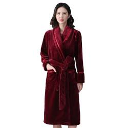 Bademantel Damen Flauschig Mit Kapuze，Robe Plus Size Fleece Winter, Schlafmantel Frauen Winter Lange Abschnitt Bademantel, Gute Warme Wirkung, Weich Und Zart, Sehr Guten Komfort ( Color : Red , Size : von GHYUBYER