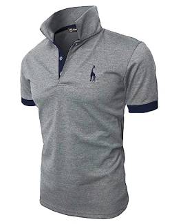 GHYUGR Poloshirt Herren Einfarbig Stickerei Kurzarm Polohemd S-XXL,Grau 2,XXL von GHYUGR