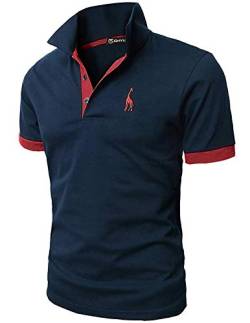 GHYUGR Poloshirt Herren Einfarbig Stickerei Kurzarm Polohemd S-XXL (L, Blau+Rot) von GHYUGR