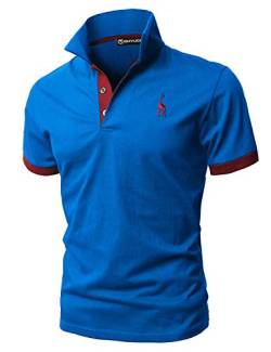 GHYUGR Poloshirt Herren Einfarbig Stickerei Kurzarm Polohemd S-XXL (M, Blau 2+Rot) von GHYUGR